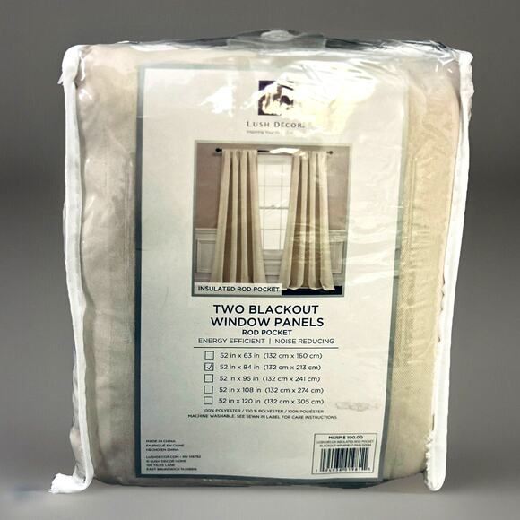Decor Natural Blackout Curtains 52 x 84 Insulated, Back Tabs, 2 Panels Wheat Tan - Picture 6 of 8